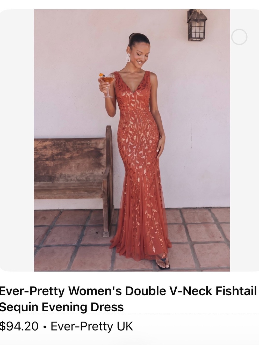 Ever Pretty Rust Sequin Fishtail Evening Dress